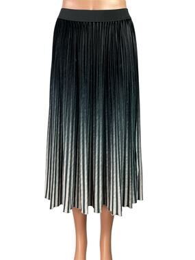 Butler & Wilson Womens Black Green Ombre Pleated Flowy A-Line Midi Skirt Size S